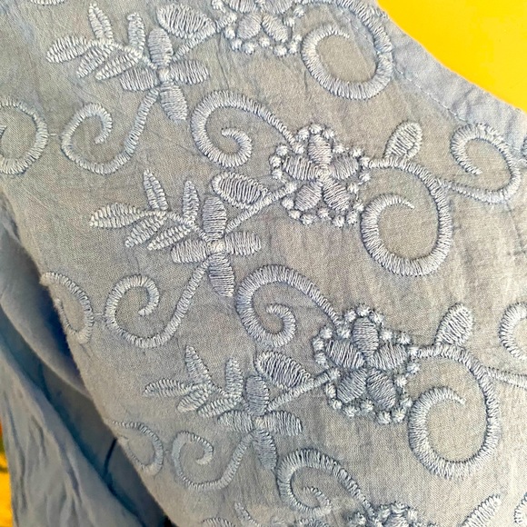 Blue Embroidered Bell-Sleeve Tunic - Picture 3 of 6